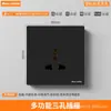 Enchufe de Pared de Interruptor de Pared de Tablero Grande Negro de Exportación Estándar Británico Una Abierta Tres Agujeros Cinco Agujeros Enchufe Oculto Multifuncional Estándar Británico