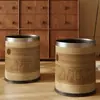 Papelera de Cuero Vintage Estilo Francés con Pedal y Tapa, Doble Capa, Estilo Minimalista, Alto Valor Estético, con Cubo Interior, Tamaño Pequeño, con Tapa
