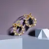 Novedad Pendientes de Lazo para Mujer de Encaje Hueco con Perlas Elegantes Personalizados Retro Creativos Regalo Conmemorativo de Cumpleaños