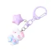Llavero de Conejo Estrella de Cinco Puntas Creativo DIY Aleación Cabeza de Conejo Decoración de Bolsa para Auriculares Cadena Colgante para Mochila Teléfono Móvil