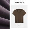 Camiseta U-Neck de Linho Lyocell para Mulheres, Manga Curta, Verão, Ombro Normal, Efeito Fresco e Emagrecedor, Top 1688