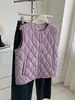 Chaqueta Chaleco de Lana Ligero Estilo Coreano Patrón de Diamante para Mujer Otoño Invierno Nuevo Espesado Cálido Ropa de Algodón Chaleco de Capa Cardigan
