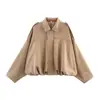 Para Exportación Spot Transfronteriza 2025 Nueva Moda Femenina Primavera y Otoño Chaqueta Bomber con Efecto Textura de Gamuza