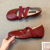 2026 Novo Estilo Sapatos Mary Jane Franceses com Tiras Cruzadas Sapatilhas de Verão para Mulheres Sapatos Baixos Estilo Ballet para Pessoas Baixinhas