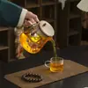 Tetera con Infusor de Té de Vidrio Resistente al Calor que Cambia de Color para Uso Doméstico, Separación de Té y Agua, Herramienta Mágica para Personas Perezosas, Tetera con Filtración de un Solo Toque