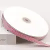 Fita de poliéster com listras verticais de 1CM, 50 jardas, fita floral multicolorida para confeitaria e embalagem, disponível em estoque direto da fábrica