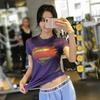 Mallas de murciélago Superman para mujer, ropa deportiva de entrenamiento del Capitán América, camiseta de manga corta ajustada elástica para entrenamiento de yoga para mujer