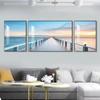 Tríptico Avenida Dourada Pintura Decorativa para Sala de Estar Pintura para Trás do Sofá Pintura Moderna Simples de Pendurar Mural para Pousada Pintura para Quarto