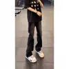 Jeans vintage de retazos color barro amarillo para hombre, estilo americano, geniales y elegantes, pantalones largos casuales de alta gama, pantalones de pierna curva Cleanfit