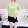 Pinduoduo Roupas Femininas Estilo Coreano 2020 Novo Tecido de Seda Leite Cor Sólida Slim Fit Top Camiseta de Manga Curta Comércio Exterior Multicolorido
