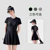 Traje de baño entero para mujer Happy Edge Tallas Grandes, Estilo Falda, Oculta, Conservador, Malla, Transpirable, Secado Rápido, Traje de Baño para Vacaciones Deportivas