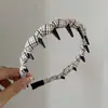 Diadema Retro de Tela a Cuadros Azules con Dientes Nueva Versátil Estilo Universitario Antideslizante Diadema para Lavarse la Cara