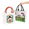 Bolsa de Lona Portátil Bolsa Tote Logo Personalizado Impresso Fita Colorida Estudante Publicidade Bolsa de Lona Bolsa de Linho