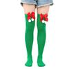 Calcetines navideños transfronterizos Calcetines hasta la rodilla con lazo europeo y americano con pompón de piel COS accesorios para disfraz de fiesta navideña Calcetines navideños