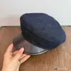 Elegante gorra de estilo británico vintage con visera de cuero para mujer, versátil para primavera y otoño, sombrero octogonal de copa plana, boina de moda