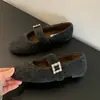 Zapatos Mary Jane planos de invierno para mujer para exteriores, cálidos, forrados de polar, con estampado de leopardo, mocasines sin cordones