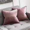 Directo de fábrica terciopelo simple color sólido almohada funda de almohada almohada de cama cojín de borde para sofá dormitorio