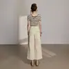 Pantalones Rectos Sueltos de Estilo Nuevo en 2 Colores Estilo Retro Americano Versátiles de Verano Pantalones Cargo Multibolsillos Jeans Acortados para Mujer