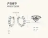 Pendientes de Aro de Plata de Ley S925 con Moissanita Estilo Hip-Hop Unisex, Pendientes Estilo Coreano, Aros de Moda de Alta Gama