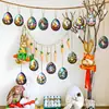 Colgante de Conejo de Madera Estilo Bohemio y Tema de Huevo Fantasía para Decoración de Pascua