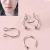 Personalidad europea y americana sin agujero labio falso uña labial clip labial anillo labial de tres piezas acero titanio acero inoxidable joyería uña para la nariz anillo para la nariz E8261