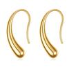 Pendientes Nuevos Europeos y Americanos Transfronterizos de 12 mm Curvados de Gota de Agua Oro 14K Pendientes Simples de Acero Inoxidable Brillantes Venta al por Mayor Venta Caliente