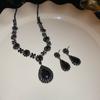 Set de Collar y Aretes de Borla de Gota de Agua con Incrustaciones de Diamantes Europeos y Americanos Lujo Accesible Diseño Nicho de Cadena para Clavícula de Alta Gama Collar para Mujer