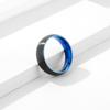 Anillo transfronterizo europeo y americano de acero de titanio cepillado con superficie esmerilada bicolor, acero inoxidable, zafiro azul, joyería punk para hombre