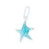 Plata de Ley S925 Colgante de Estrella de Mar Azul Estilo Ins con Goteo de Aceite Colgante de Estrella Asimétrico Pulsera DIY Pulsera Accesorios de Plata