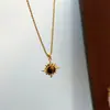 Collar Colgante Cuadrado Estilo Francés Vintage Piedra Ojo de Tigre Reacción de Maillard, Cadena de Clavícula Versátil de Personalidad de Lujo Ligero de Moda