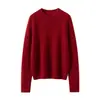 Nueva moda de otoño e invierno: Suéter de punto de cachemira cepillada de color liso para mujer, con cuello redondo, estilo jersey y diseño versátil como capa base