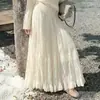 Falda casual de malla estilo coreano, nuevo diseño primavera-verano 2026, falda de cintura alta línea A de longitud media para mujer, ins