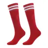 Calcetines de fútbol a rayas de doble banda para niños, calcetines largos hasta la rodilla para adultos, calcetines deportivos para estudiantes niños