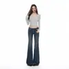 Jeans Acampanados Ajustados para Mujer Young Orange# Decoración Sin Cinturilla Micro-Acampanados Adelgazantes Levanta Glúteos Modernos Versátiles de Campana de Moda