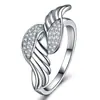Anillo de Alas de Ángel de Plumas con Circonita de Diamante Completo Moda Tendencia Simple Anillo Personalizado de Alas de Plumas