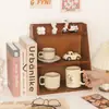 Caja de Almacenamiento de Madera Gabinete Multicapa Escritorio Cosméticos Escritorio de Oficina Estante para Tazas Gran Capacidad Oblicuo Tres Capas