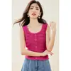 Camisola Texturizada Rosa Pastel para Mujer 2026 Nuevo Verano Dopamina Corta Estilo Dulce y Picante Top para Ropa de Abrigo