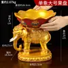 Placa de Oferta de Frutas com Símbolos Auspiciosos de Elefante Pintada em Resina de Xizang para Uso Interno, Decoração de Casa para Oferecer Frutas ao Deus da Riqueza, Ornamento de Mesa