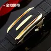 Cinturón de Cuero Genuino Kaili Selection para Hombre con Patrón de Cocodrilo Hebilla Automática sin Dientes Cinturón Versátil de Negocios Casual de Alta Gama para Pantalones