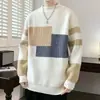 Nuevo Suéter de Punto Rayado de Cuello Alto para Hombre Otoño/Invierno 2026, Tejido Cálido con Diseño de Bloques de Color, Suéter de Lana Único