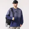 F5625 Talla Grande Hombre Otoño e Invierno Nuevo Producto Sudadera con Lavado Pesado Degradado 420g Top Holgado con Estampado de Letras para Hombre