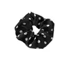 Elegante scrunchie estilo coreano con lunares blancos y negros, simple y versátil, accesorio para el cabello de tela casual y relajado