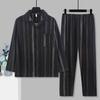 Pijama de Alta Gama para Hombre de Primavera y Otoño, Cardigan de Manga Larga, Conjunto de Dos Piezas Ligero de Lujo para el Hogar, Manga Larga Doble Larga Fina