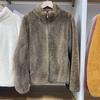 Chamarra larga de terciopelo polar con cierre manga larga para mujer abrigo otoño e invierno Y459794 477056 470137