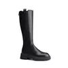 Botas de tornozelo estilo britânico em couro bovino para mulheres salto grosso elástico botas Chelsea sola grossa botas de montaria botas longas emagrecedoras