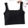 Top Corto de Ombligo con Almohadilla en el Pecho Sujetador de Tirantes Taza Ropa Interior de una Pieza de Cintura Alta Cuello Cuadrado para Usar Debajo