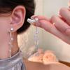 Aretes de borla de circonio de garra de alta calidad con aguja de plata 925 para mujer, temperamento de nicho de lujo ligero, aretes largos, aretes adelgazantes para rostro redondo