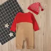 Ropa para niñas Europa y Estados Unidos en primavera, otoño e invierno mono de alce de manga larga traje de escalada ropa ha + Sombrero conjunto de dos piezas ropa para niños ins