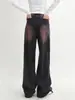 Jeans de Pierna Ancha con Degradado para Mujer Verano Estilo Americano talla extra Cintura Alta Diseño Adelgazante Pantalones de Pierna Recta para Mujer