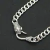 Colar feminino curto tendência corrente cubana lisa joias moda estilo ins colar tridimensional cabeça de cobra diamante acessórios